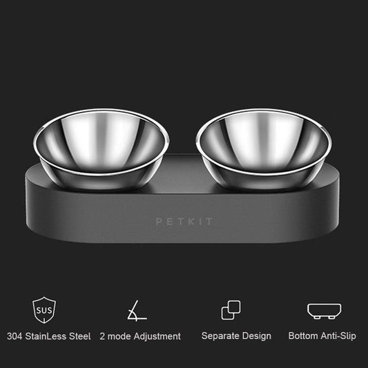 Adjustable Stainless Steel Pet Double Bowl - Elevated Feeding Solution-0